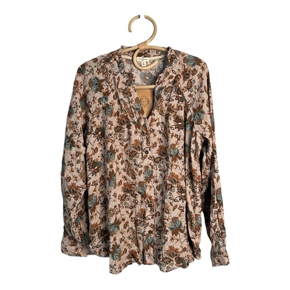 Mason Belle Country Outfitters Split Neck Ruffle Collar Full Sleeve Drape NEW - Picture 1 of 14